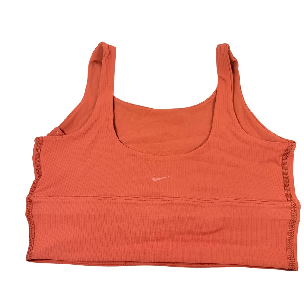 Nike Zenvy Dri-FIT Light Support Ribbed Sports Bra Womens S Burnt Orange Yoga